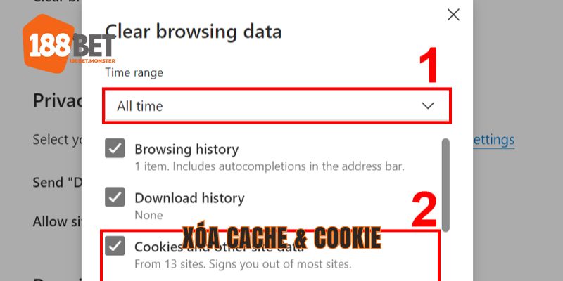 Xóa bộ nhớ và lịch sử web